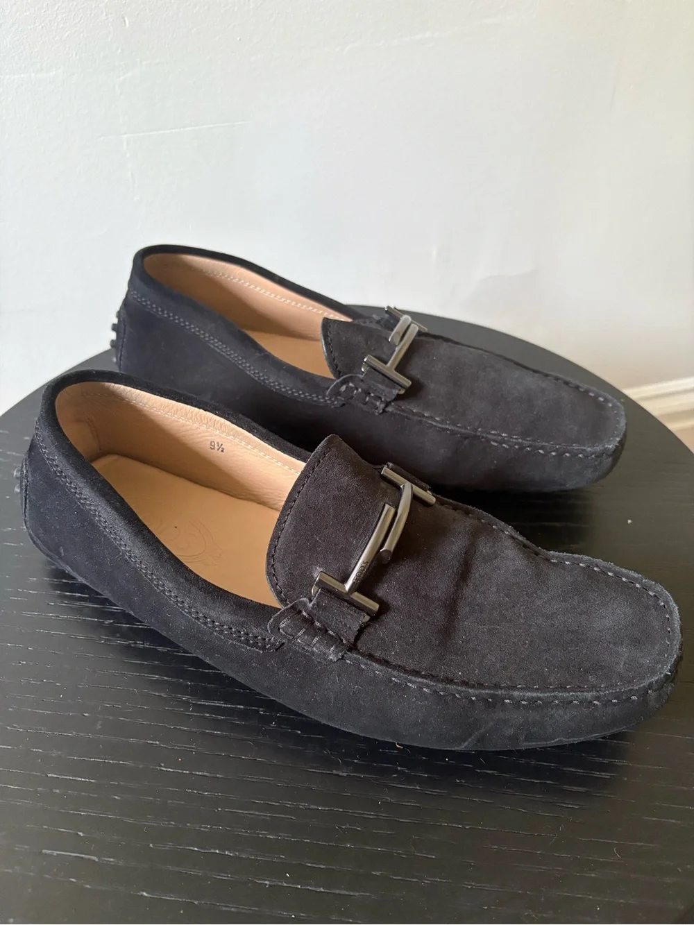 Tod's Black Suede Bit-Detail Slip-On Loafers